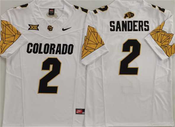 Men%27s Colorado Buffaloes #2 Shadeur Sanders White With XII Patch 2025 F.U.S.E. Stitched Football Jersey
